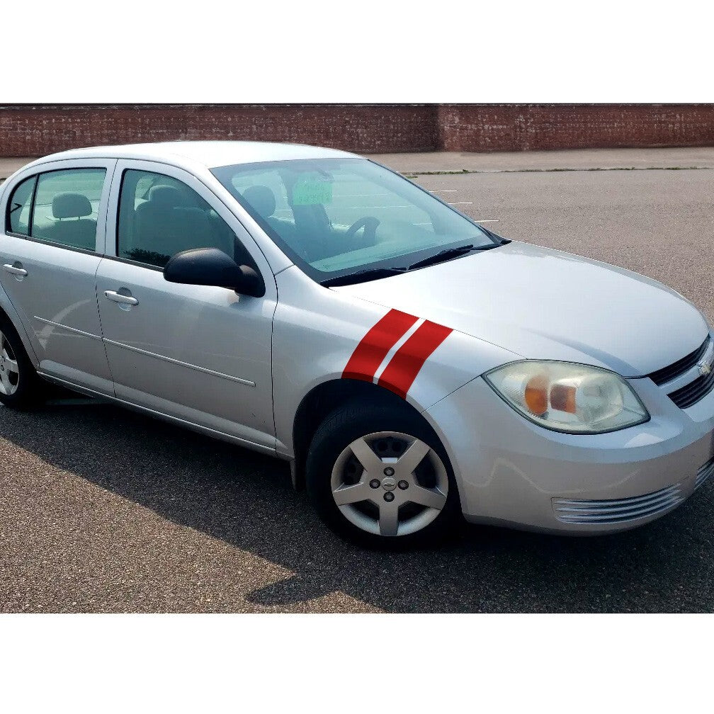 4 Inch Dual Fender Stripe Hash Mark Stripe Decal Graphic Kit for Chevy Cobalt