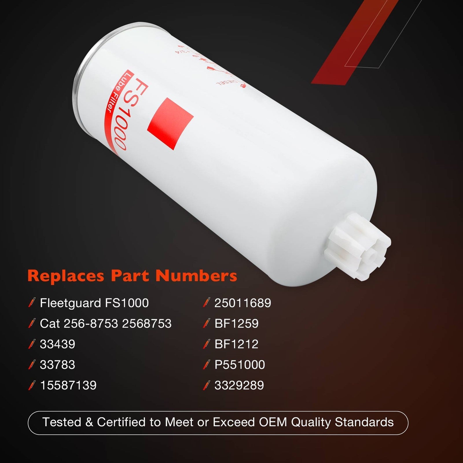 FS1000 Fuel Filter Water Separator for Fleetguard Cummins 3329289 2568753 2X