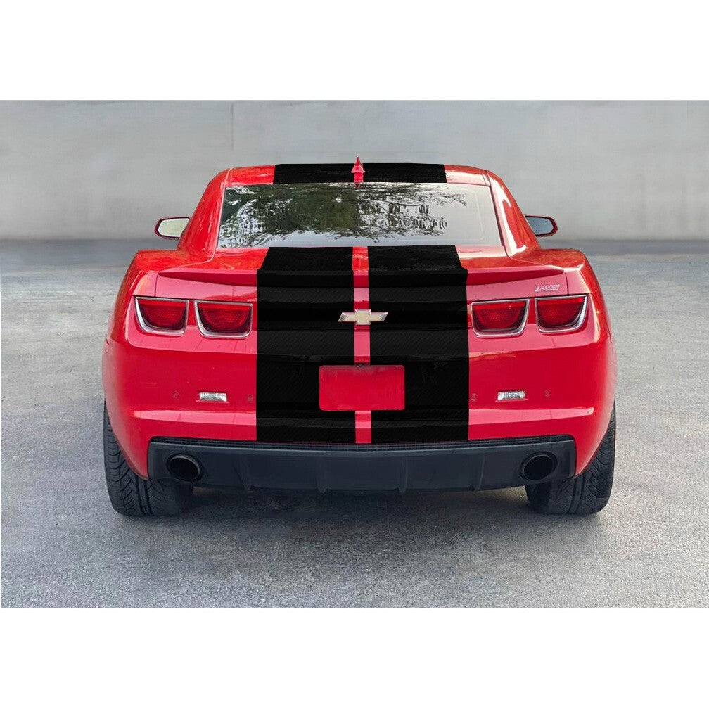 11 Inch Black Carbon Fiber Vinyl Rally Stripes Racing Stripe Kit for Chevy Camaro
