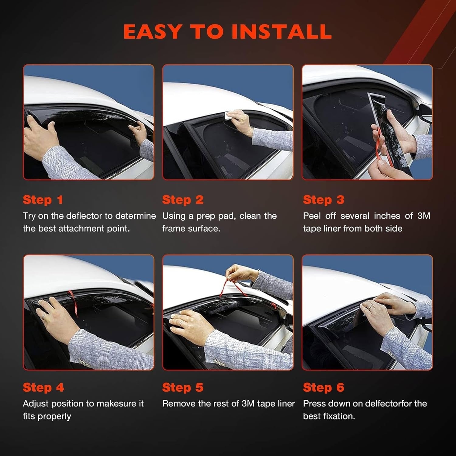 Side Window Visor Rain Guards Deflectors for Toyota Tacoma 2016 2023 Black 4 Pcs