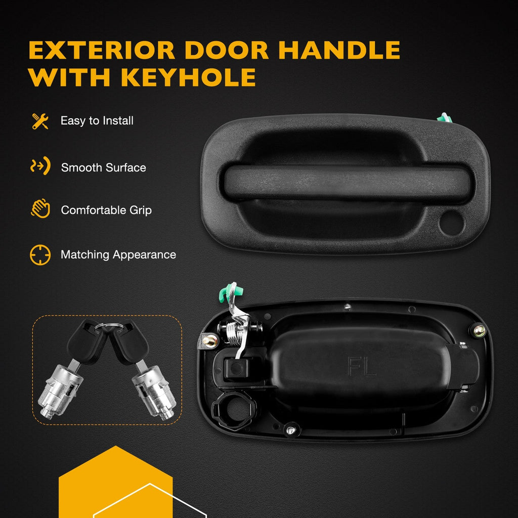 Door Handles With Lock Cylinder For Chevy Silverado GMC Sierra 1999 2007 4 Pack