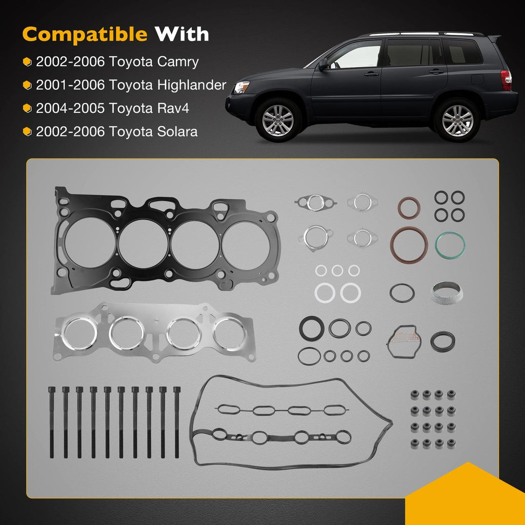 ES71183 2.4L Engine Head Gasket Set w Bolts for 01-06 Toyota Camry Solara Rav4