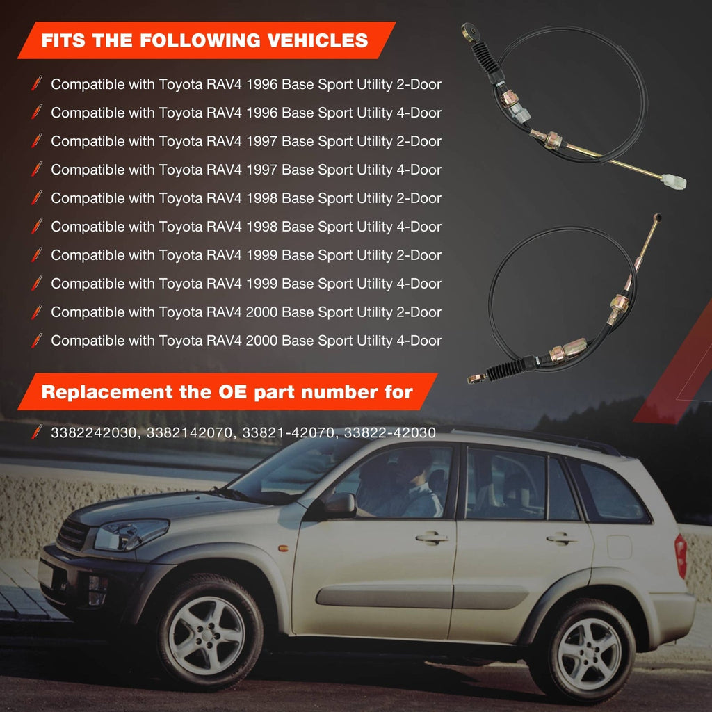 33821-42070 Manual Trans Shift Control Cable for Toyota RAV4 1996-2000 2PK