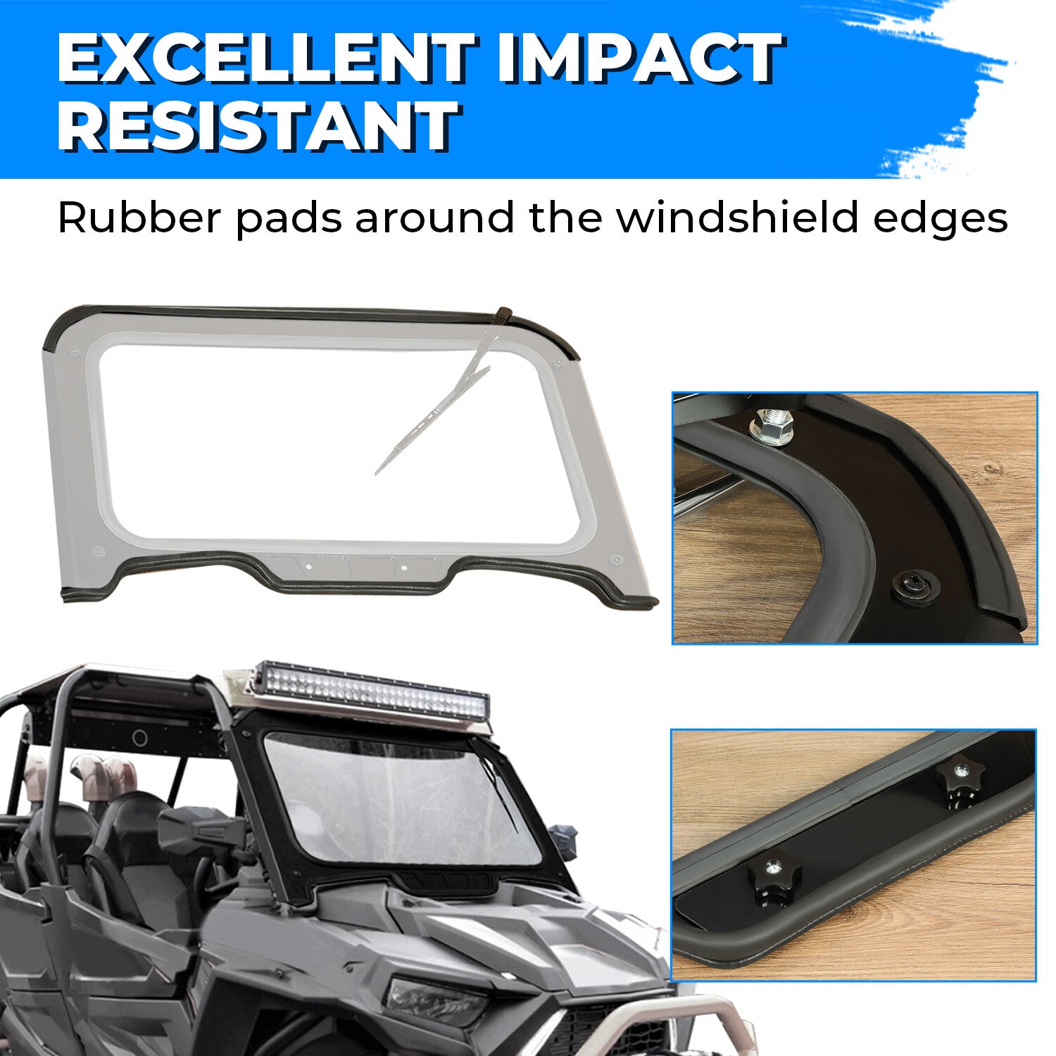 Glass Front Full Windshield for 2019-2023 Polaris RZR XP XP4 1000 Black