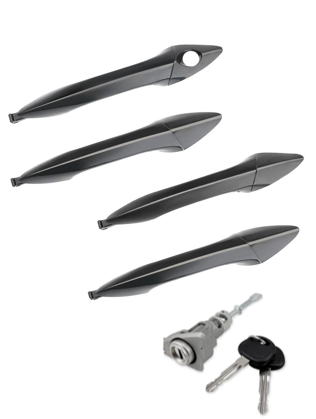Exterior Door Handles with Lock Cylinder for Hyundai Elantra 2011 2016 4 Piece