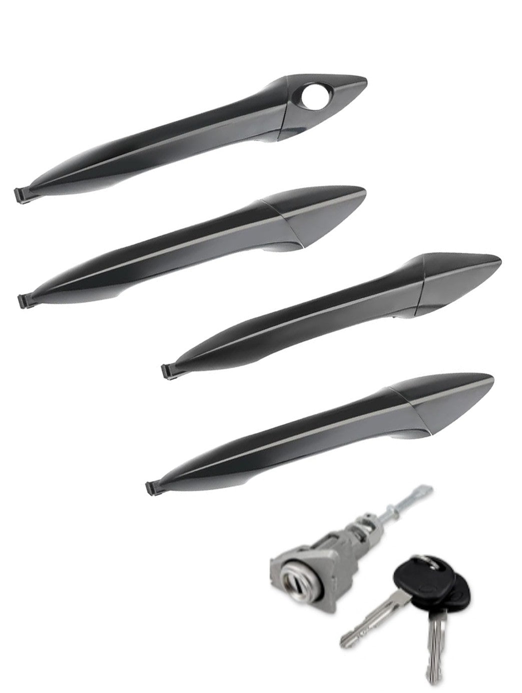 Exterior Door Handles with Lock Cylinder for Hyundai Elantra 2011 2016 4 Piece