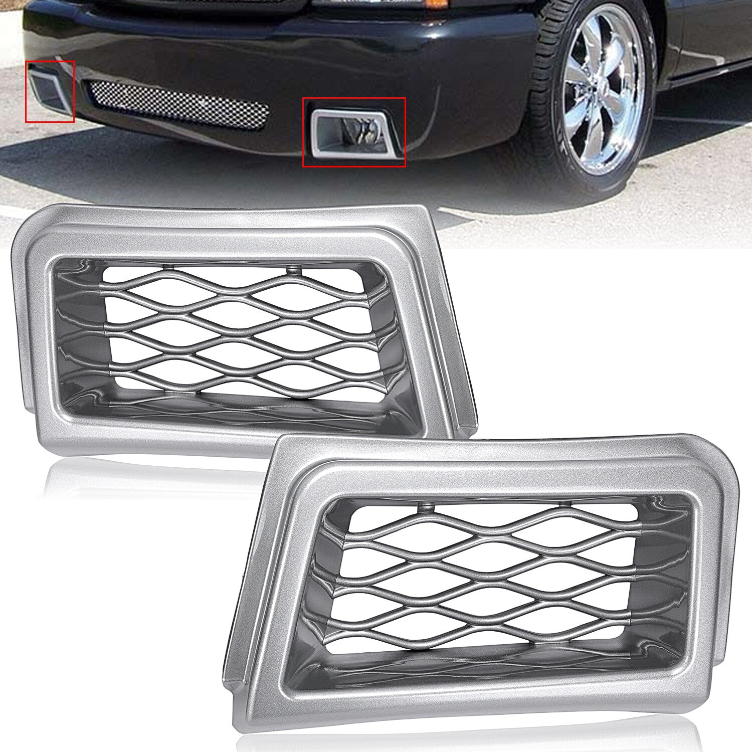Bumper Caliper Air Duct Left Right Pair for 2003-2007 Chevrolet Silverado SS-Style