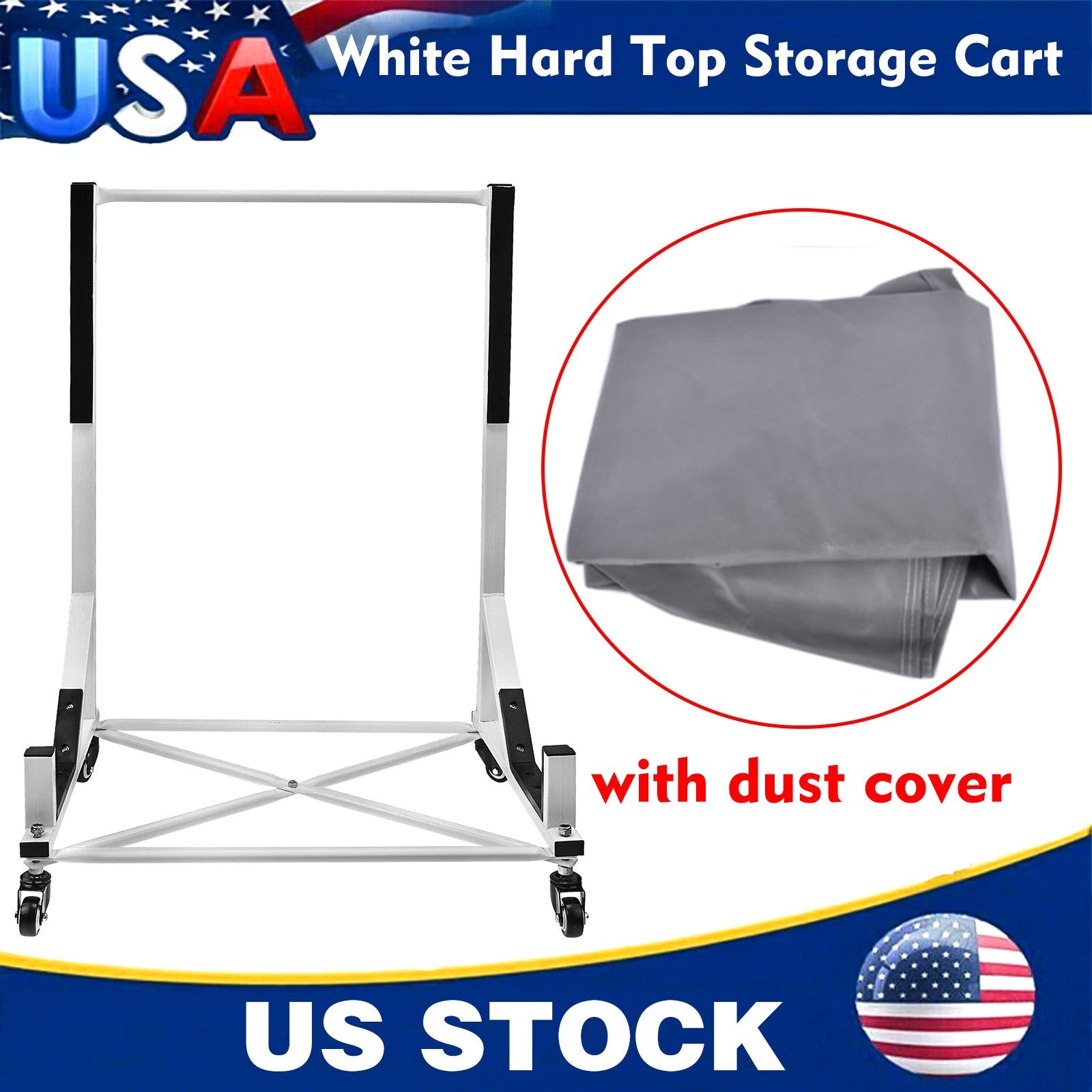 White HARDTOP STORAGE CART with COVER Hard Top for Chevrolet Corvette Mercedes