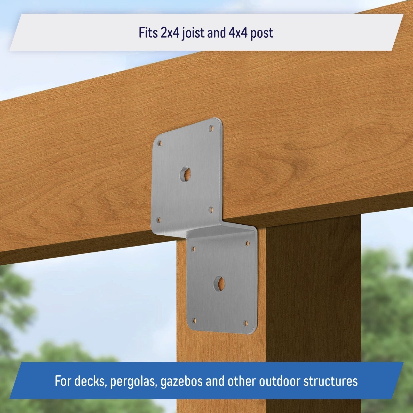 Galvanized Deck Joist Tie Plate Z Bracket for 2x4 Cross Joist and 4x4 Post 6 Pack
