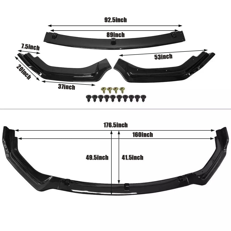 Glossy Black Front Bumper Lip Splitter Chin for 2018-2024 for Infiniti Q50