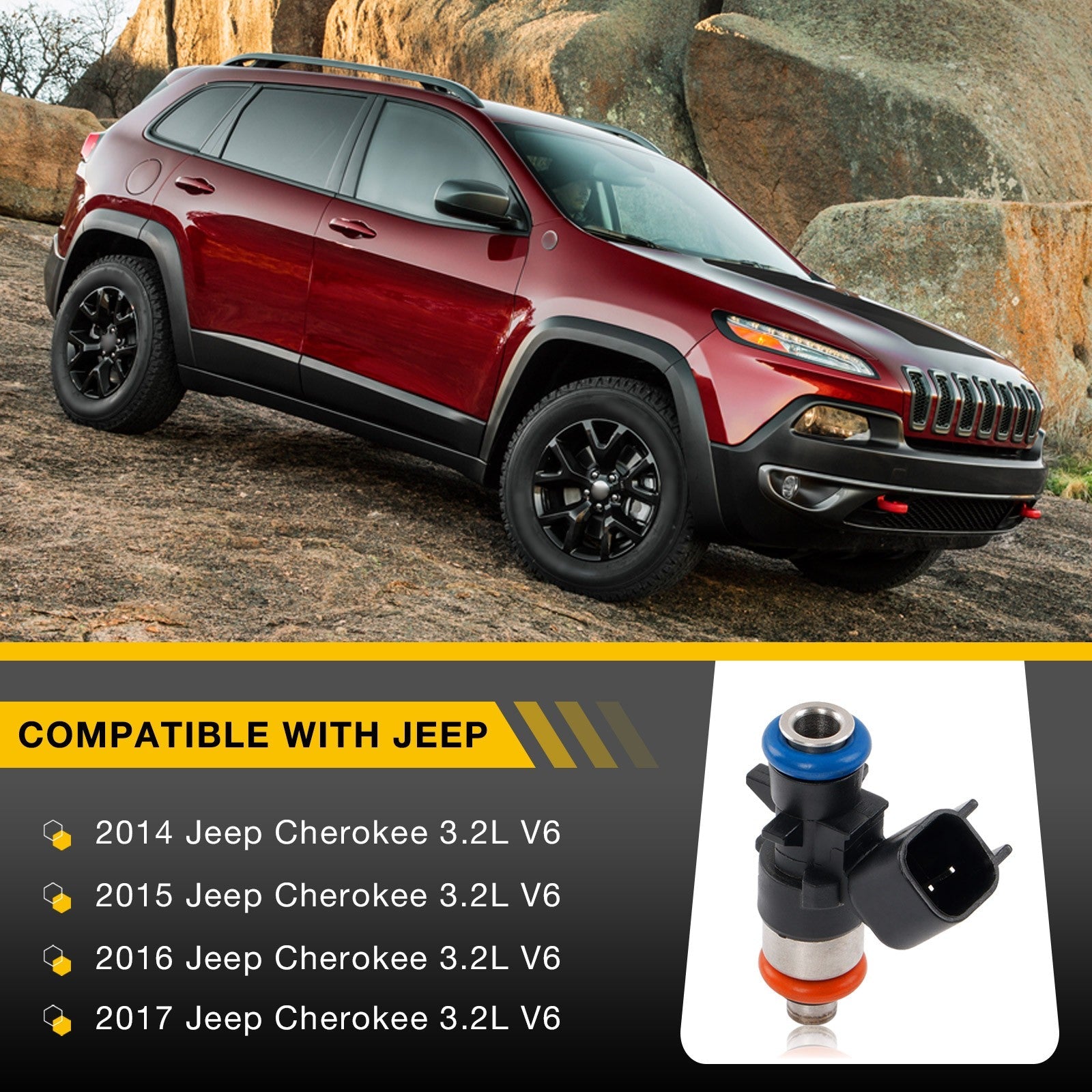 FJ1267 Fuel Injector Set For 2014 To 2017 Jeep Cherokee 3.2L V6 Gas 4627794AA 6x