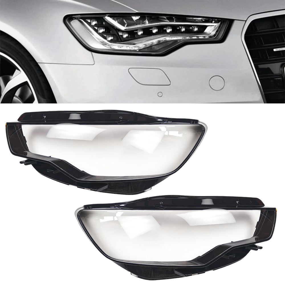 Clear Headlight Headlamp Lens Covers Left and Right for Audi A6 C7 2011 2015