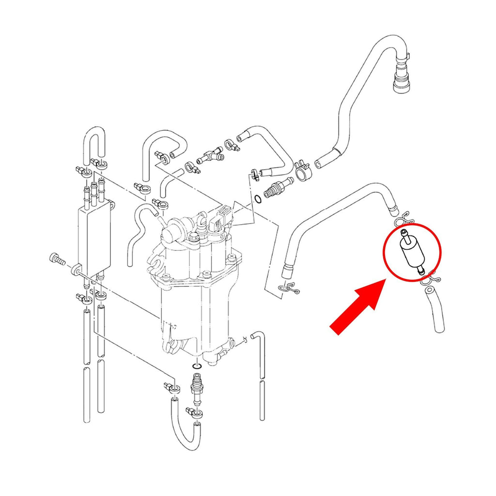 1879983 6C5242510000 In Line Fuel Filter For Yamaha Outboard 2005 And Up
