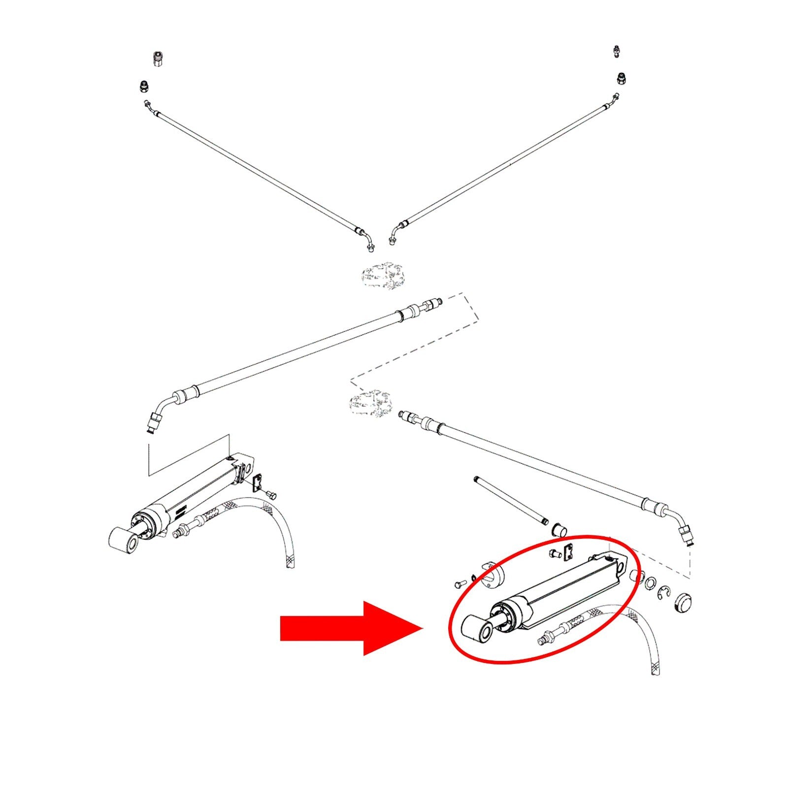 815954A7 182423 Trim Ram Cylinder Starboard for MerCruiser Alpha I Gen II