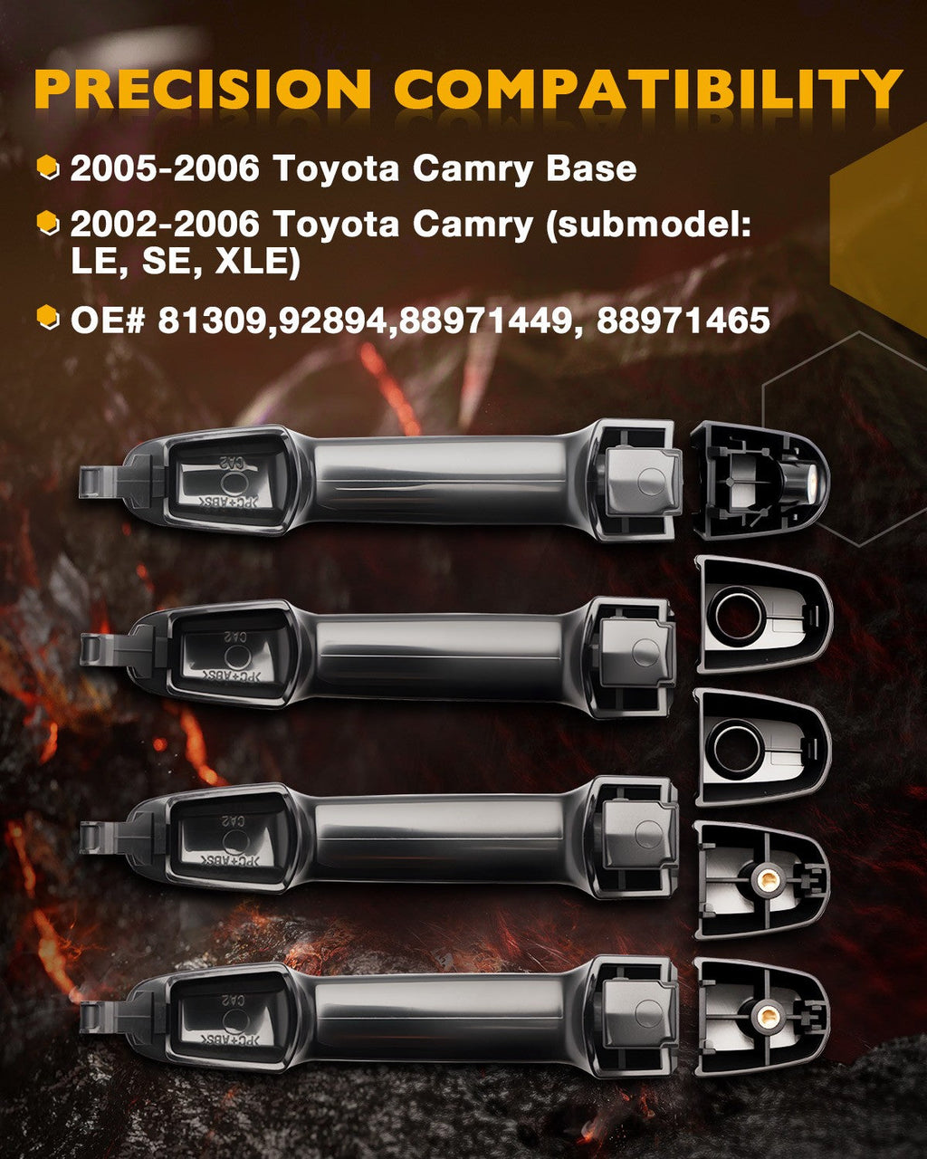 Exterior Interior Inner Door Handles Set Bezel for Toyota Camry 02 06 8 Pack