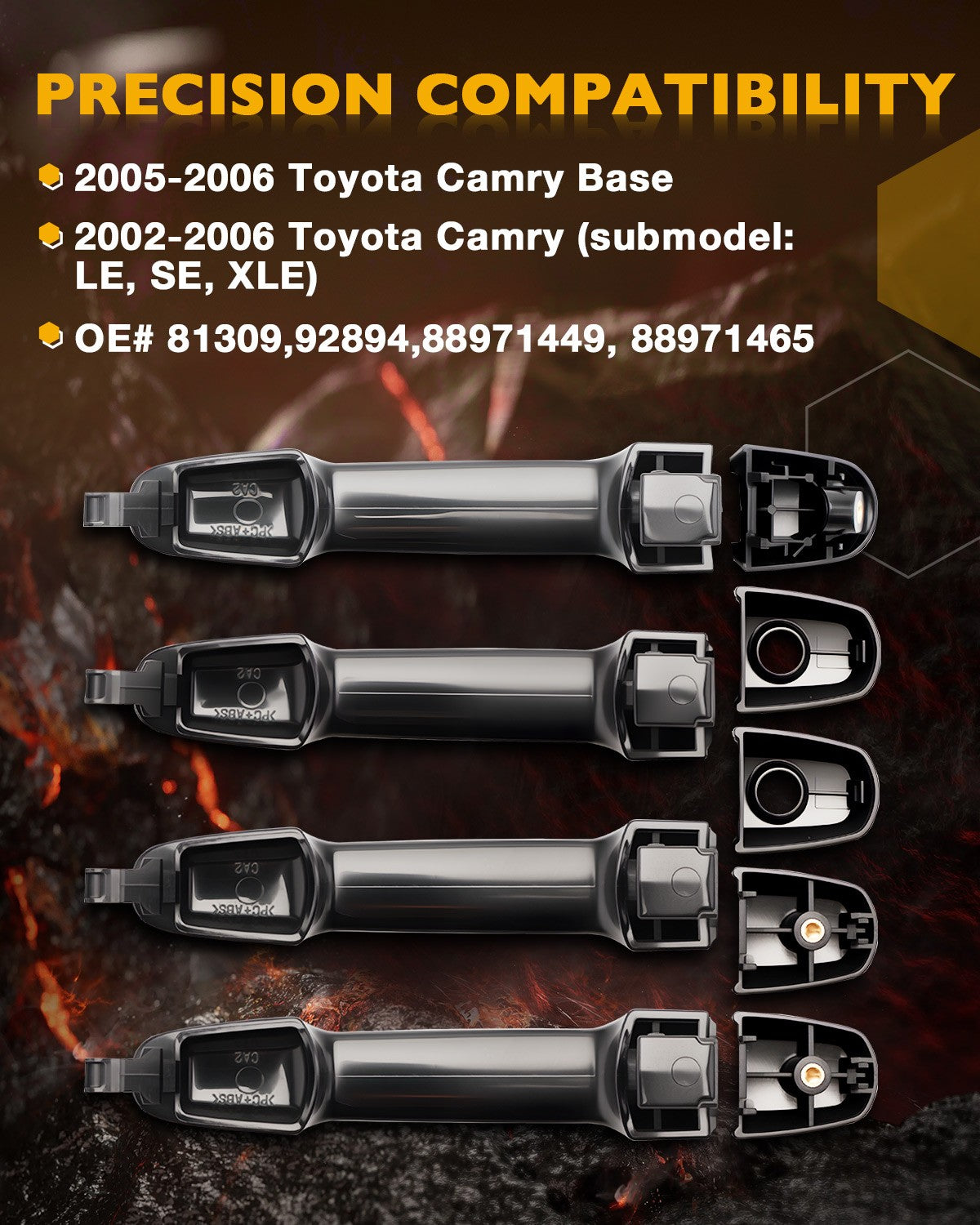 Exterior Interior Inner Door Handles Set Bezel for Toyota Camry 02 06 8 Pack