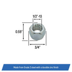 Elastic Type Hex Lock Nut 1/2 13 for SCAG 04021 07 2 Pack