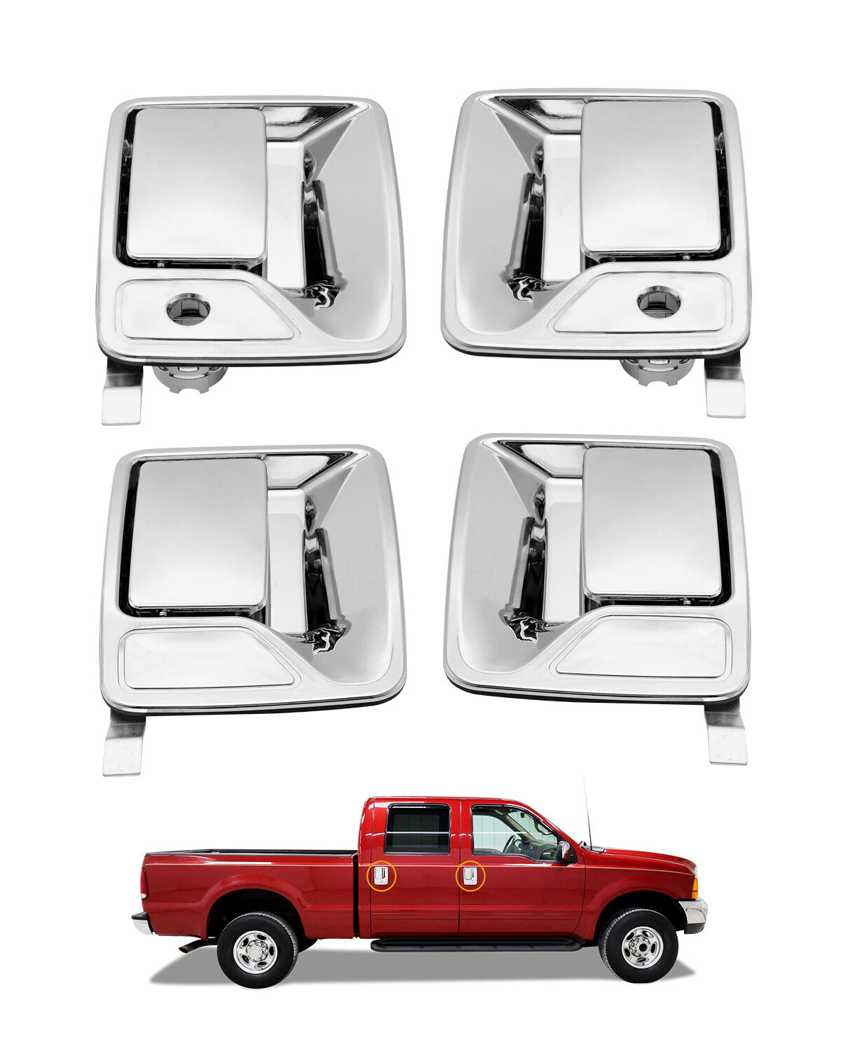 79306 Chrome Exterior Door Handle Set for 99 16 Ford F250 F350 Super Duty 4 Pack
