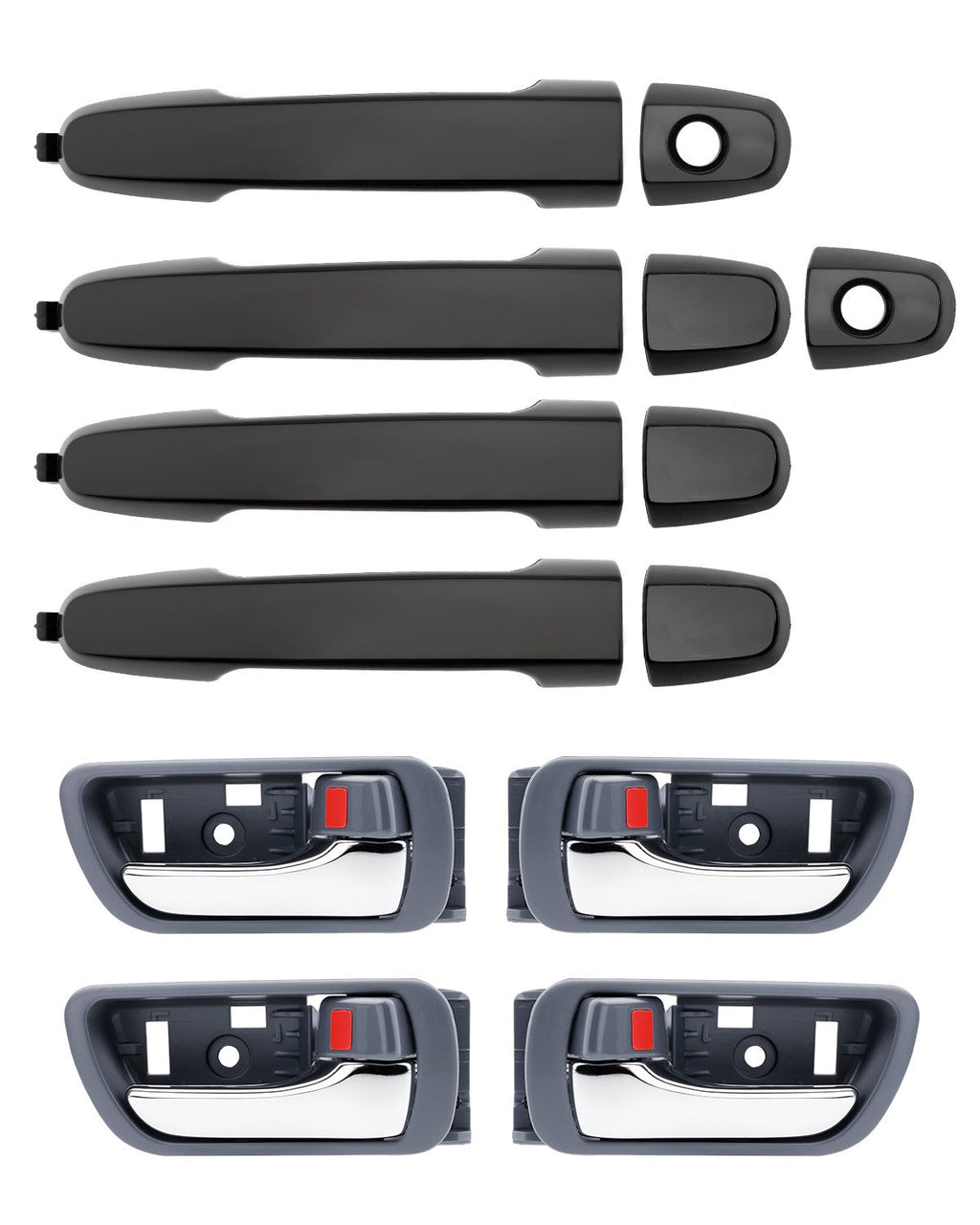 Exterior Interior Inner Door Handles Set Bezel for Toyota Camry 02 06 8 Pack