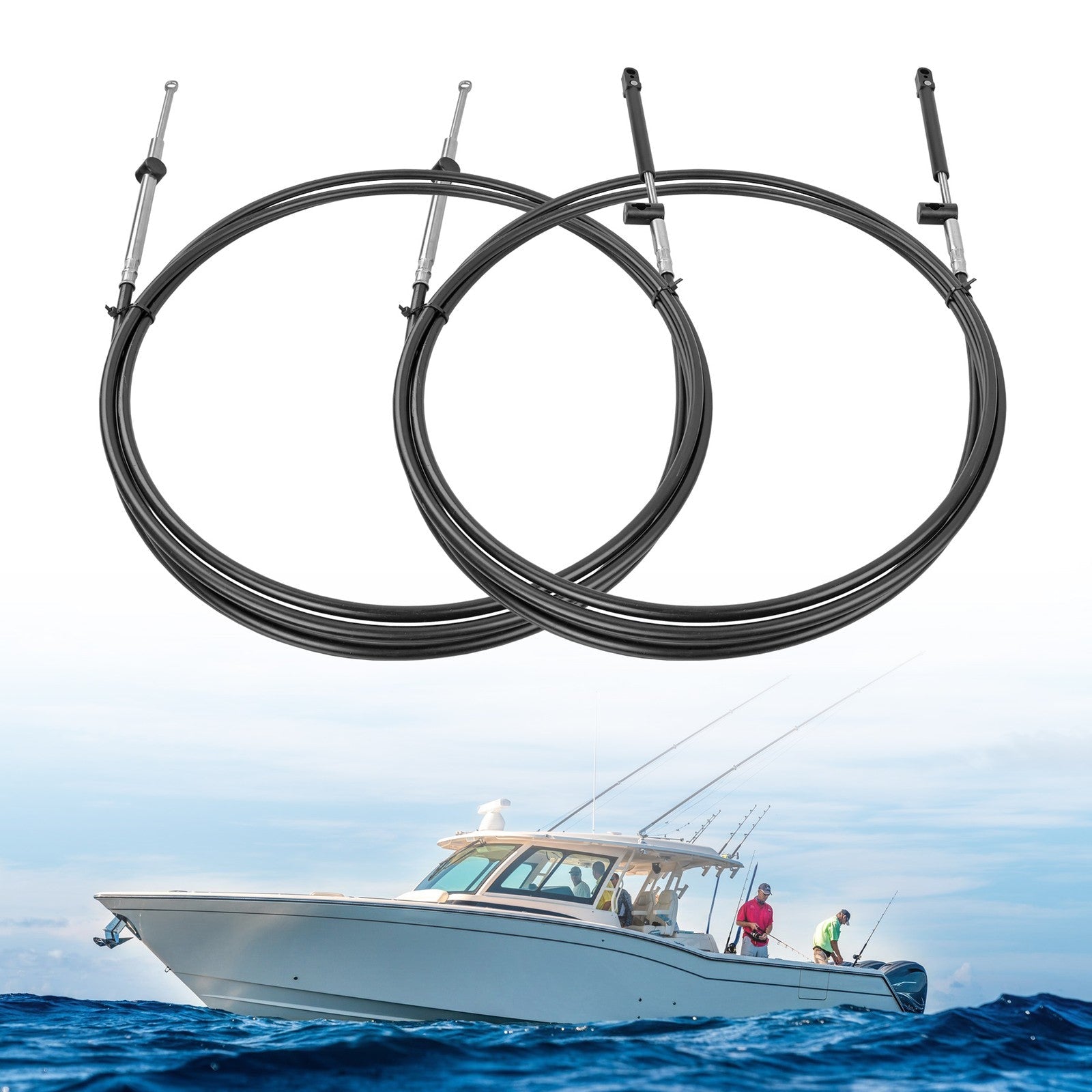 Outboard Throttle Control Shift Cables Gen I For Mercury Mariner 12FT 2 Pcs