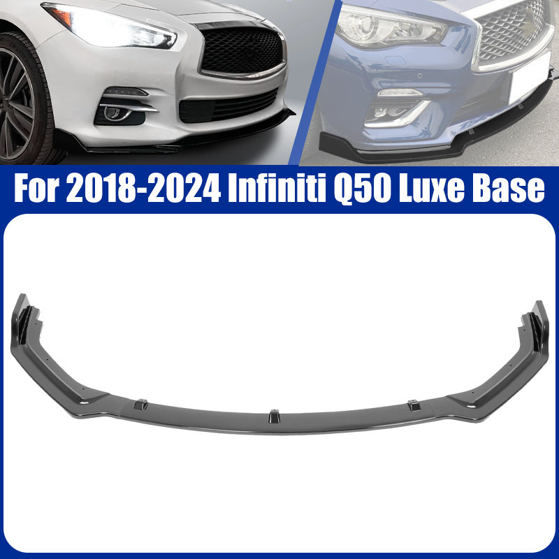 Glossy Black Front Bumper Lip Splitter Chin for 2018-2024 for Infiniti Q50