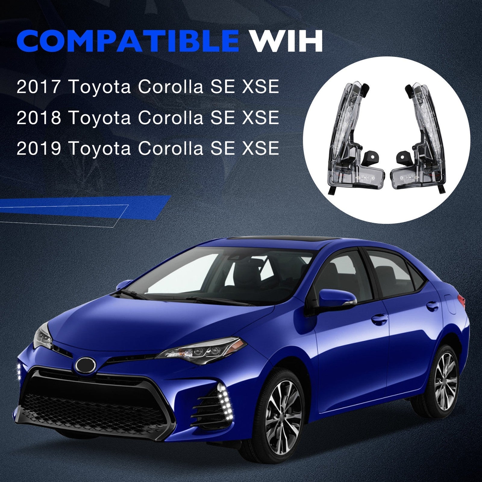LED DRL Daytime Running Fog Light Kit for Toyota Corolla SE XSE 2017 2019