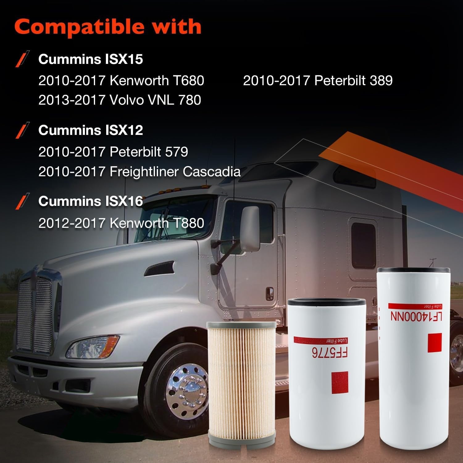 LF14000NN FF5776 K37 1029 Oil Fuel Filters for Kenworth T680 T880 Peterbilt 389