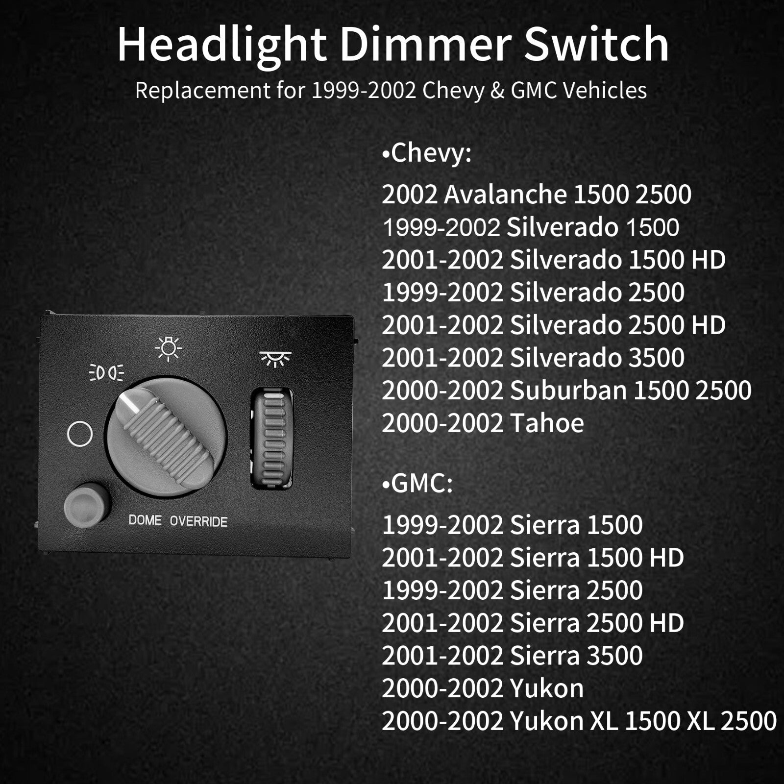 Headlight Dimmer Switch For Chevy Silverado GMC Sierra Yukon 1999 To 2002