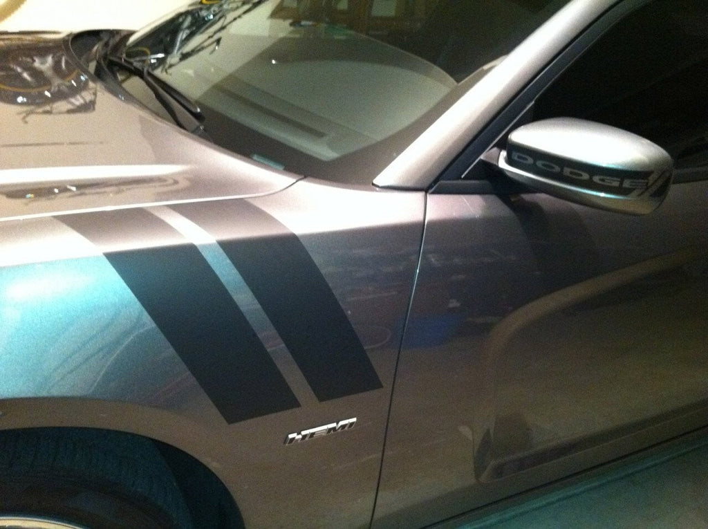 3 Inch Dual Fender Stripe Hash Mark Decal Graphic Kit for Dodge Charger