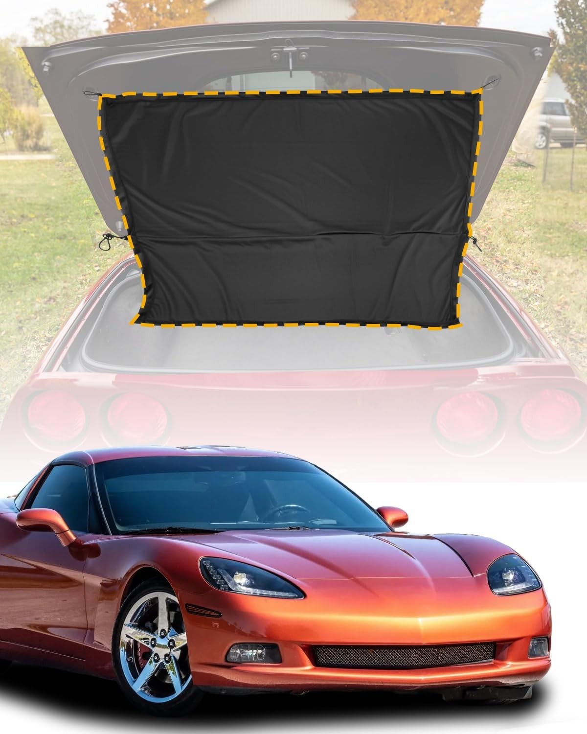 Folding Flannel Rear Cargo Window Sun Shade for Chevrolet Corvette C6 2005 2013