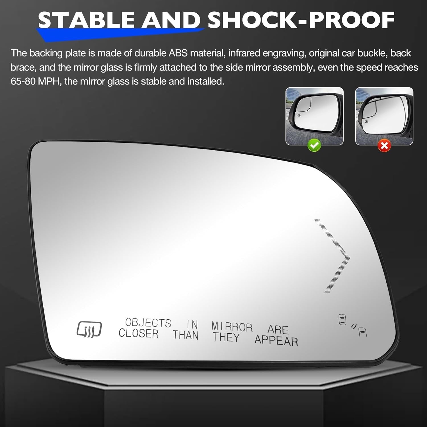 Passenger Side Heated Mirror Glass with BSM Signal for Toyota Tundra 2007 2020