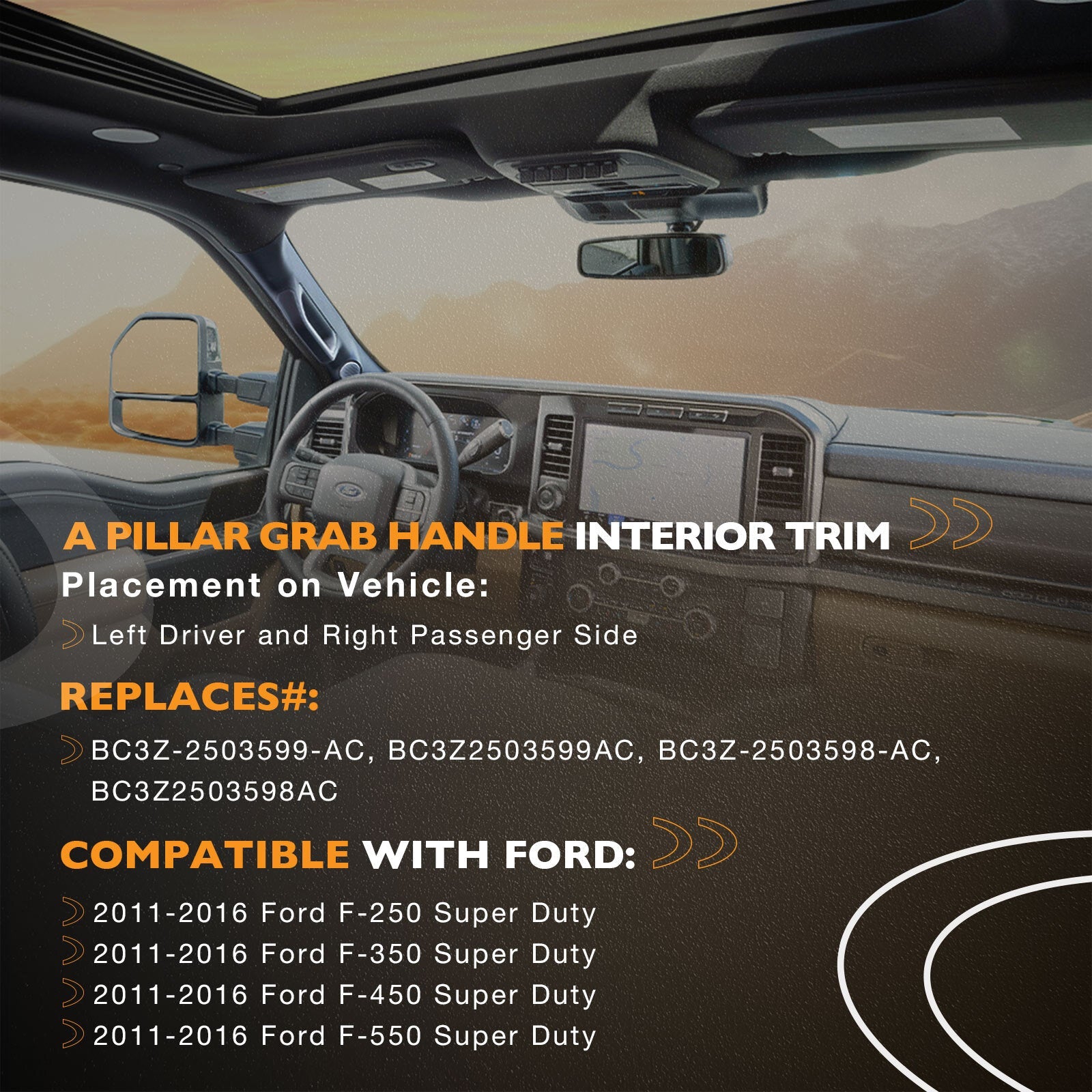 A Pillar Interior Trim Grab Handles Front Left Right For Ford F 250 2011 16 Pair