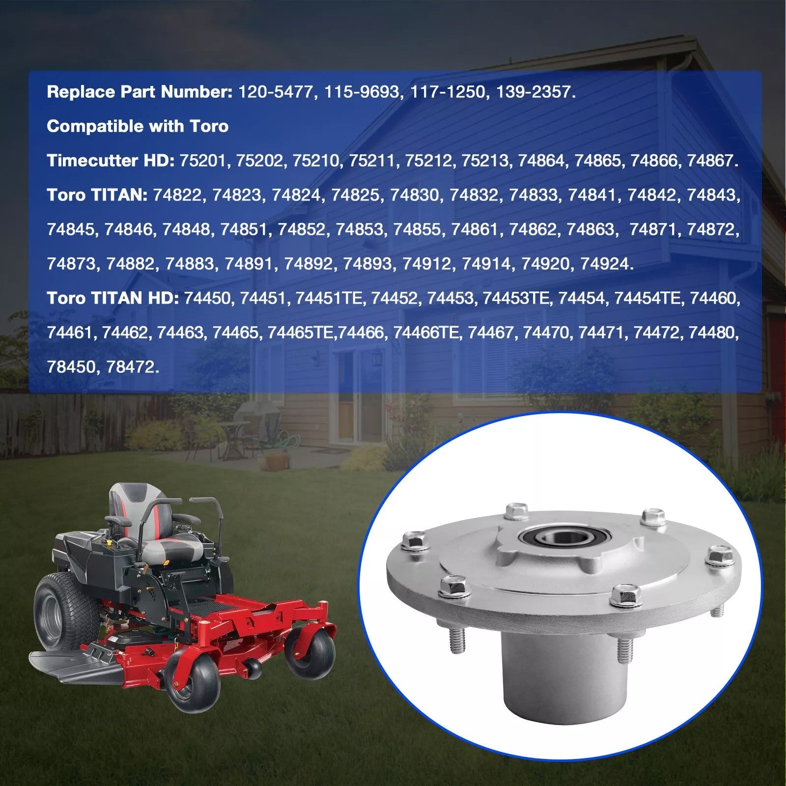 Mower Deck Blade Spindle Assy for Toro Zero Turn 120-5477 115-9693 117-1250 2x