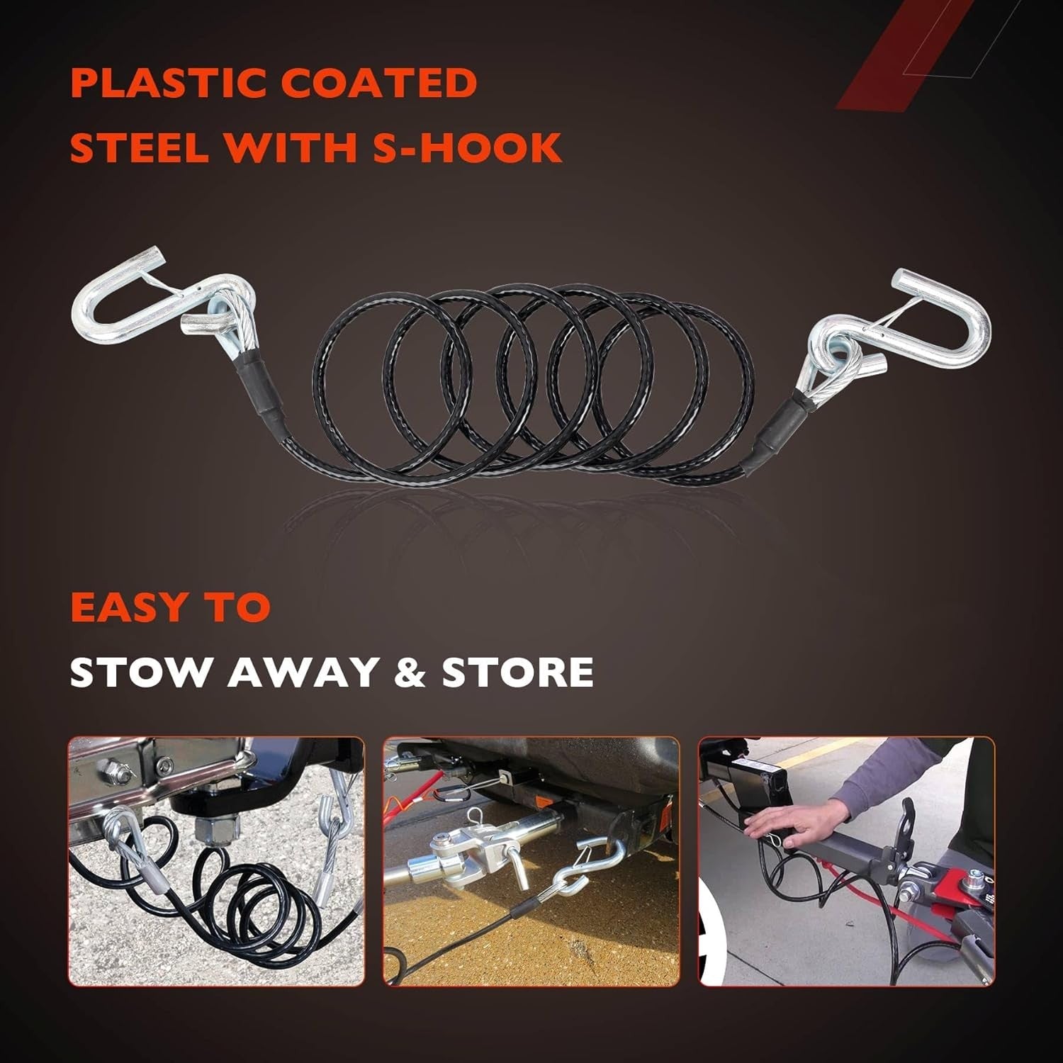BX88196 Towing Safety Cables For Blue Ox Class 3 Steel 7 Ft 7500 Lb 2 Piece