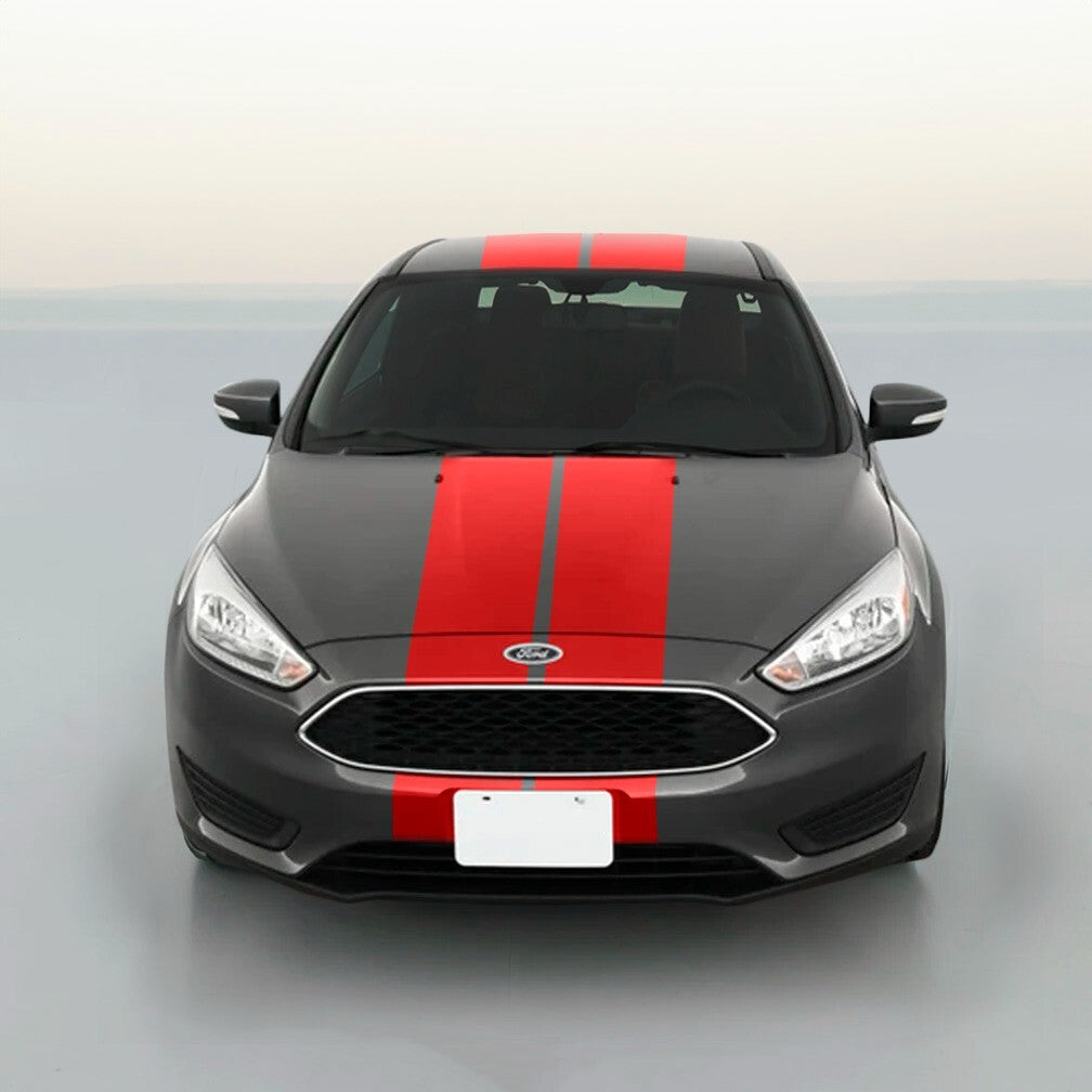 Vinyl Rally Stripes Racing Stripe Kit Hood Trunk Roof Bumpers for Ford Focus 8 Inch