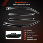 Side Window Visor Rain Guards Deflectors for Toyota Tacoma 2016 2023 Black 4 Pcs