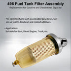 496 Fuel Transfer Tank Filter for Gasoline Diesel Water Separator with 1 NPT Cap