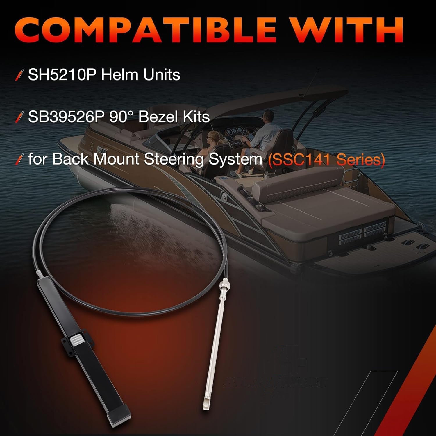 SS142 Back Mount Steering Cable Kit for Seastar Teleflex Rack 16 FT