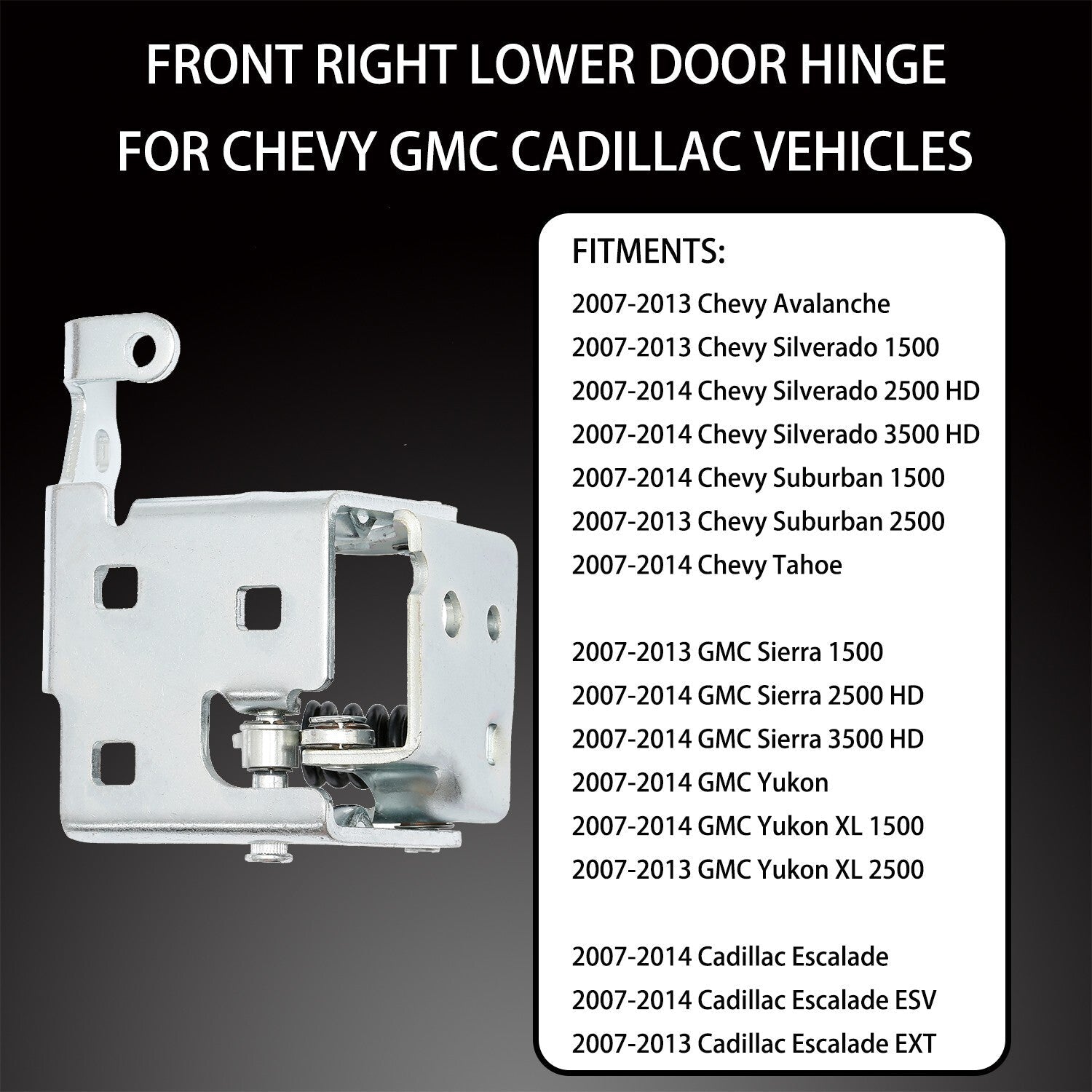 Lower Door Hinge Front Right Passenger Side for Chevy Silverado GMC Sierra 07 14