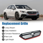 Front Bumper Grille Grill Black with Red Trim for 2022-2023 for Subaru WRX Sport