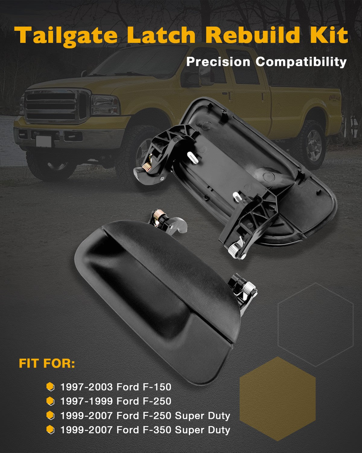 Complete Tailgate Handle Bezel Lock Set for Ford F150 F250 F350 SuperDuty 97 07
