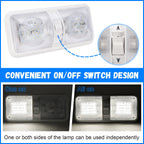 2PCS 12V LED White Ceiling Fixture Double Dome Light for Camper Trailer RV