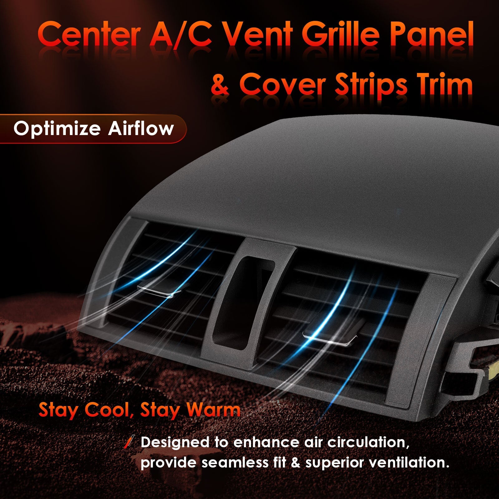 Center AC Dash Air Vent Trim Panel Cover w/ Strips Trim for 08 13 Toyota Corolla
