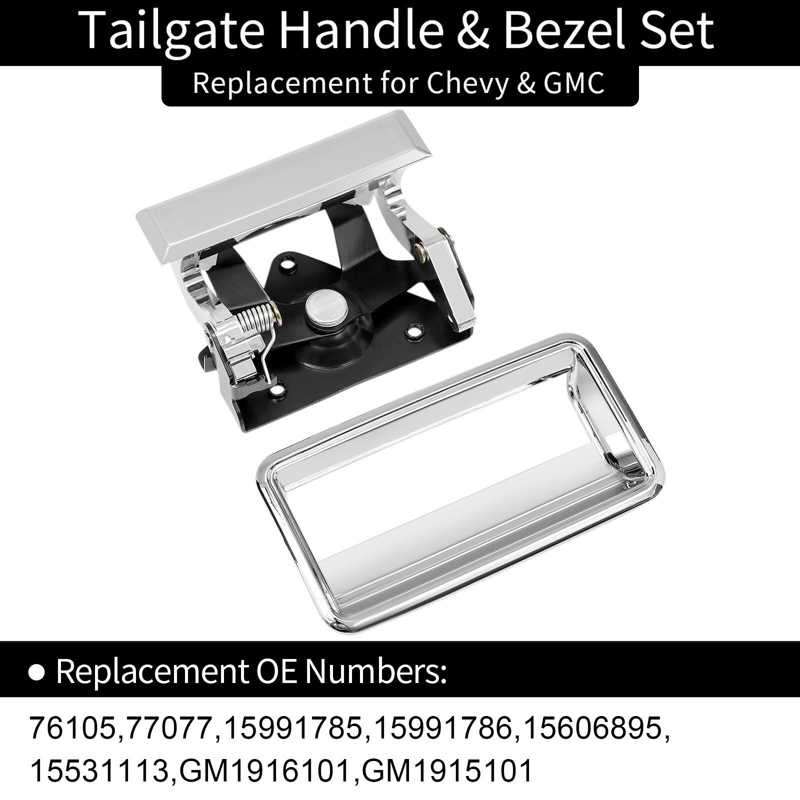 Chrome Tailgate Handle and Plastic Bezel Set for 1988 2000 GMC C K 1500 2500 3500