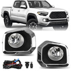 Front Bumper Fog Light Kit With Chrome Trim Bezel For Toyota Tacoma 2016-2023