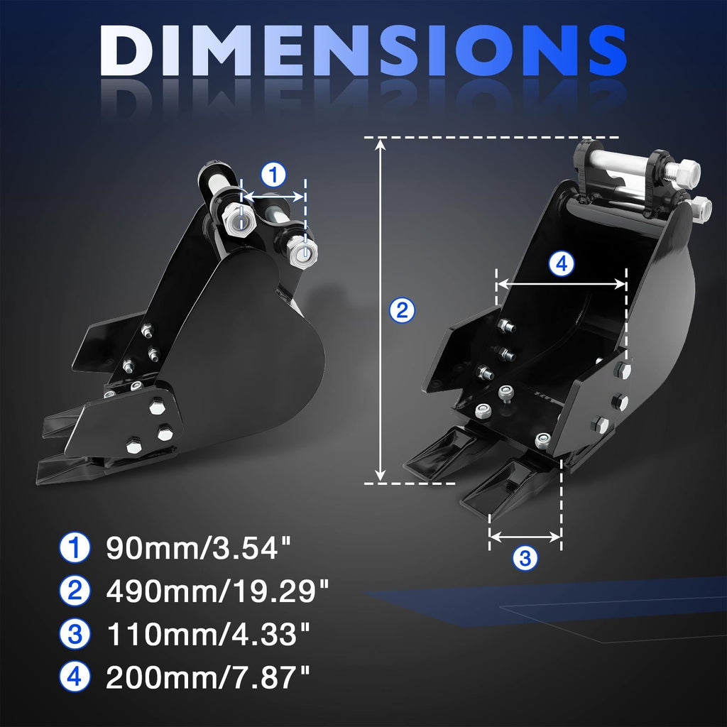 200mm Narrow Digging Bucket Attachment For 0.8 To 3.0 Tons Mini Excavator