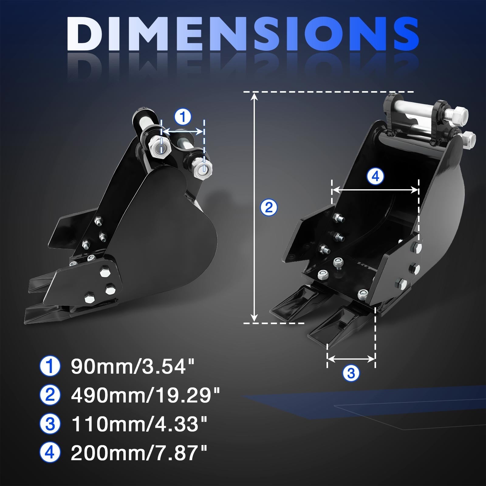 200mm Narrow Digging Bucket Attachment For 0.8 To 3.0 Tons Mini Excavator
