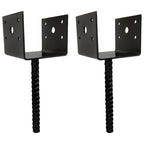 U Shaped 4x4 Deck Post Concrete Anchor Spike Fence Base Black Powder Coated 2 Pack