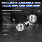 Clear Fog Light Kit for Honda CRV 2007 2009 Front Bumper Driving Lamps Pair