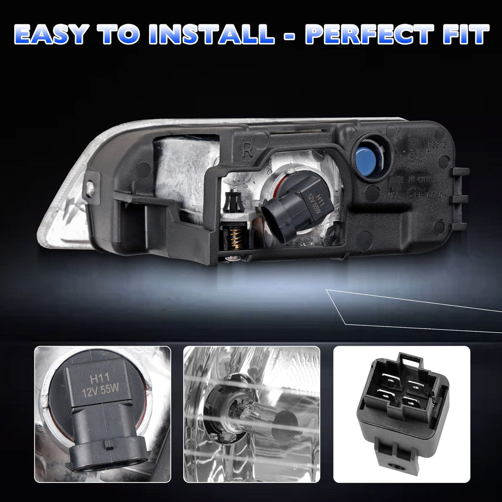 Front Fog Headlight Lamp w/ Bulbs and Harness Kit for Honda Accord 4-Door 03-07